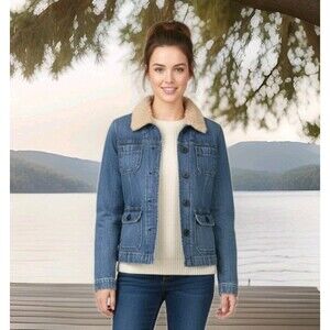 Vintage Abercrombie And Fitch Women's Jeans Jacket Size M Sherpa Collar Retro